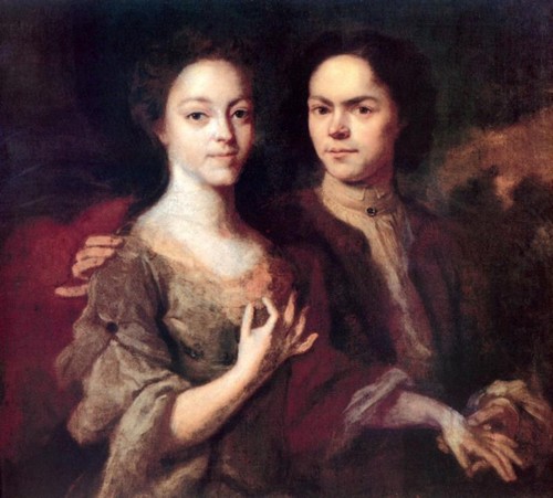 Автопортрет с женой, Андрей Матвеевич Матвеев, 1729 г