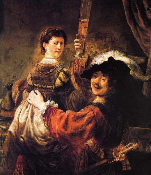 Автопортрет с женой Саскией, Рембрандт, 1635 г