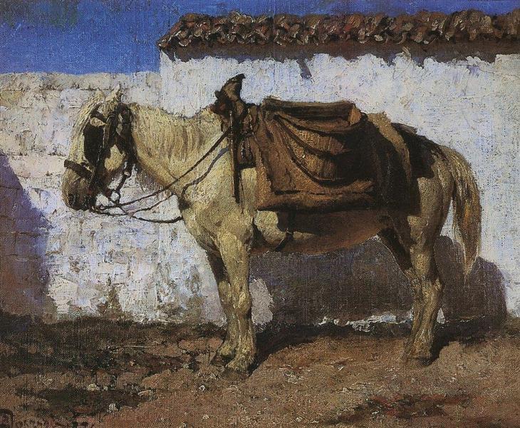 Белая лошадь. Нормандия, Василий Дмитриевич Поленов