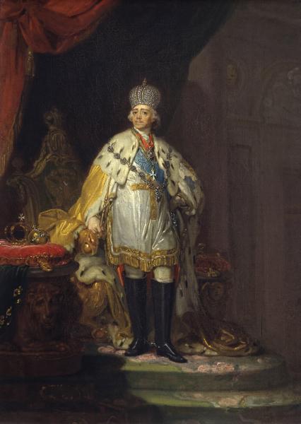 Боровиковский, Портрет Павла I в белом далматине - описание