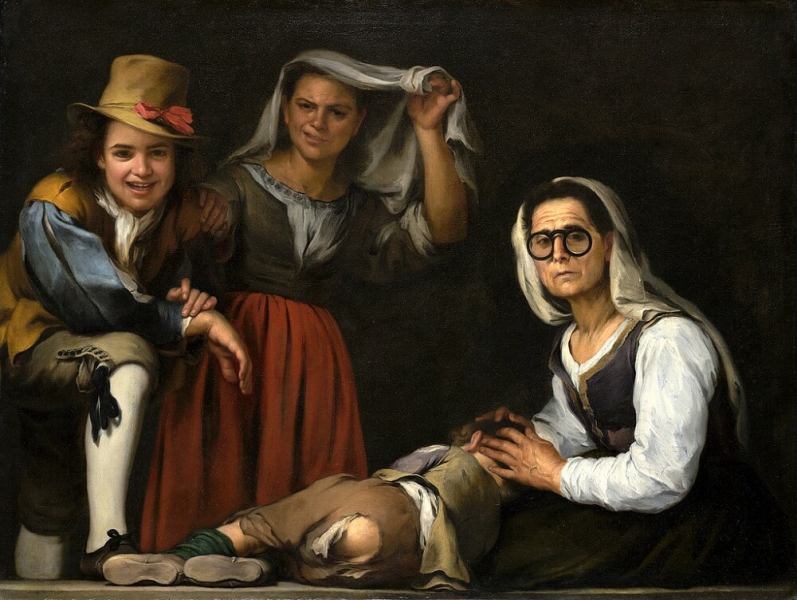 «Четыре фигуры на ступеньке», Мурильо — описание картины