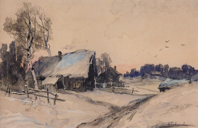 «Деревня зимой», Алексей Кондратьевич Саврасов — описание картины