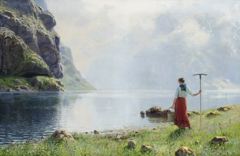 «Девушка во фьорде», Ганс Даль — описание картины