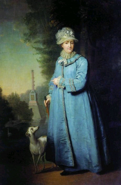 Екатерина II на прогулке в Царскосельском парке, Боровиковский - описание, анализ картины