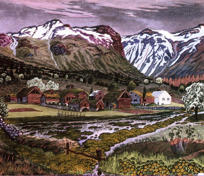 «Горный пейзаж», Николай Аструп — описание картины