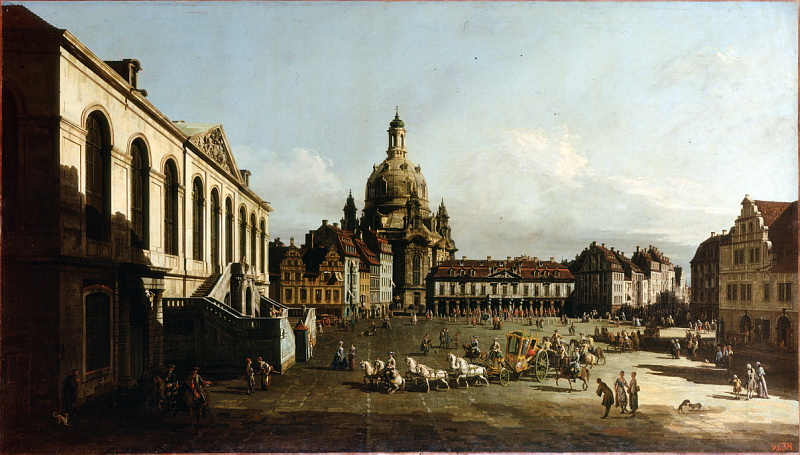 «Городской рынок Дрездена», Бернардо Беллотто — описание картины