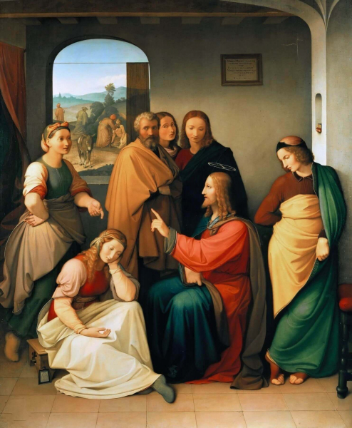 «Христос в доме Марии и Марфы», Фридрих Овербек — описание картины