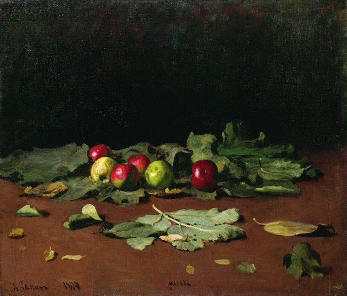 «Яблоки и листья», Репин — описание картины