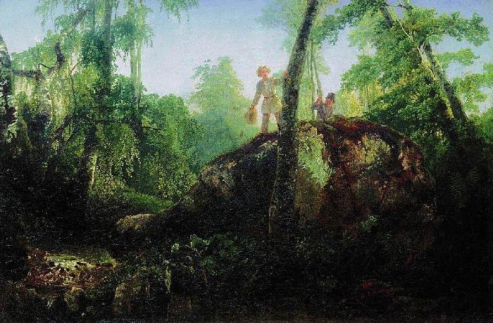 Камень в лесу под Разливом, Саврасов, 1849 г