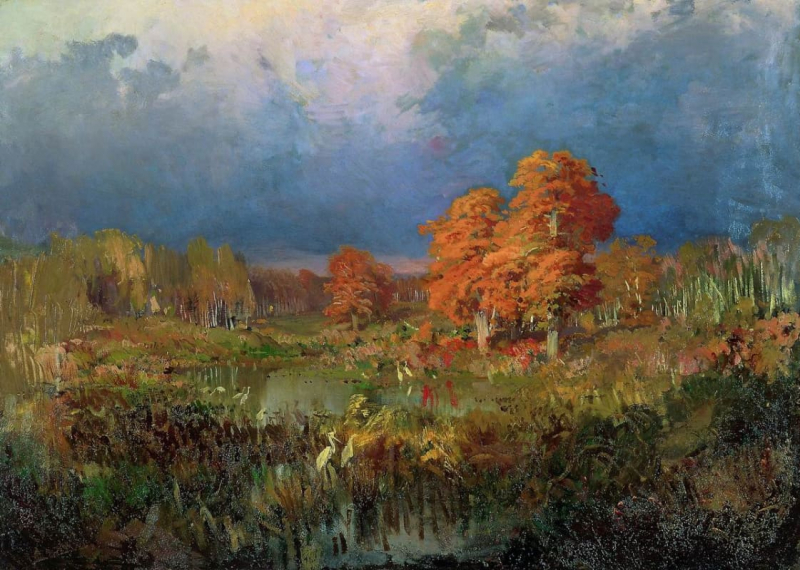 Картина «Болото в лесу. Осень, Федор Васильев - описание