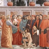 «Крещение неофитов Петром», Мазаччо — описание
