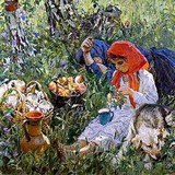 «Купание лошадей», Аркадий Пластов — описание картины