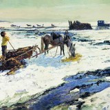 «Купание лошадей», Аркадий Пластов — описание картины