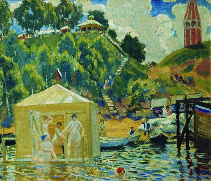 Купание, Кустодиев, 1912 г