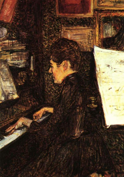 Мадемуазель Дио за фортепиано, Тулуз-Лотрек, 1890 г