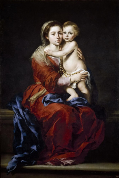 Мадонна с четками, Бартоломе Эстебан Мурильо — описание картины