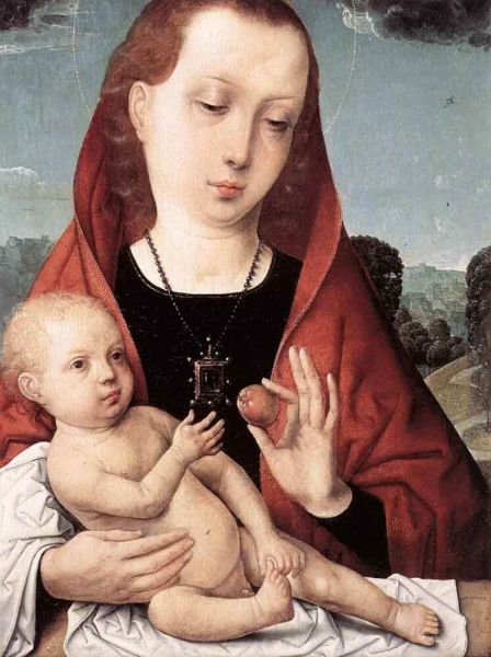 «Мадонна с младенцем на фоне пейзажа», Хуан Фландес — описание картины