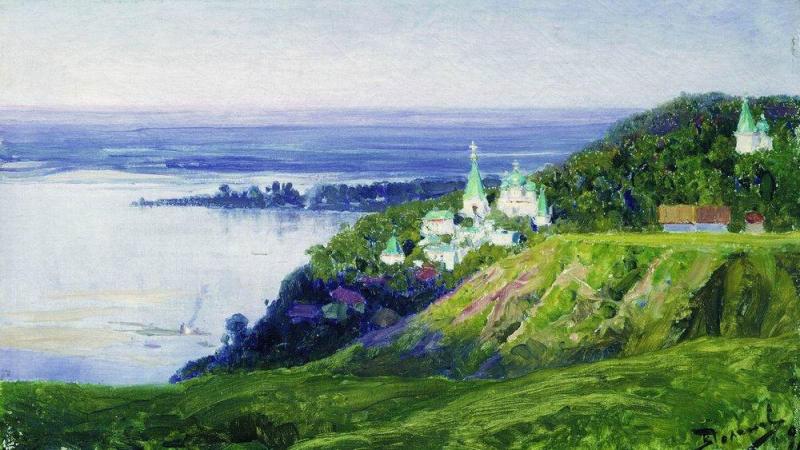 Монастырь над рекой, Поленов - описание картины