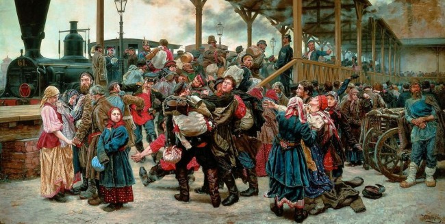 «На войну», 1888, Константин Аполлонович Савитский — описание картины