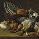 «Натюрморт с тарелкой вишни, фруктов и сыра», Луис Мелендес — описание картины