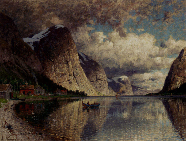 «Облачный день во фьорде», Эйлерт Адельстен Норман — описание картины