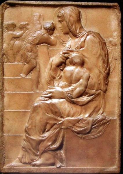 Описание барельефа Микеланджело Буанарроти «Мадонна на лестнице»
