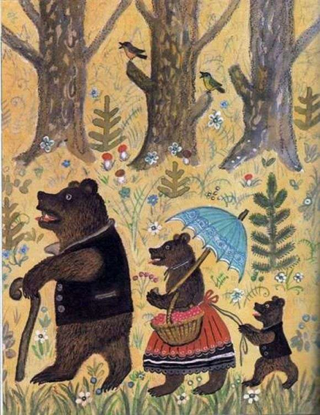 Описание иллюстрации Юрия Васнецова «Три медведя»
