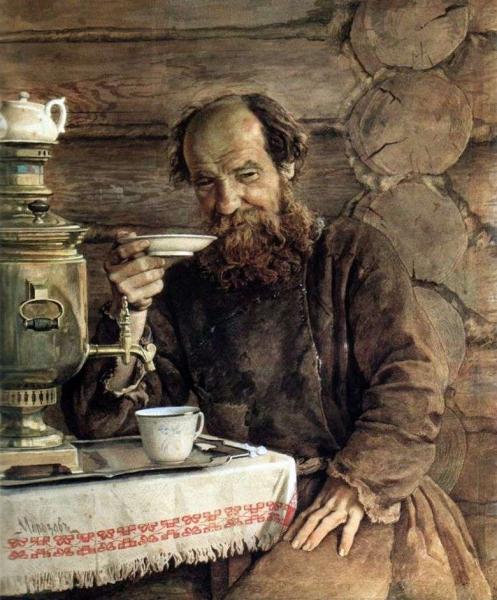 Описание картины Александра Морозова «За чаепитием»