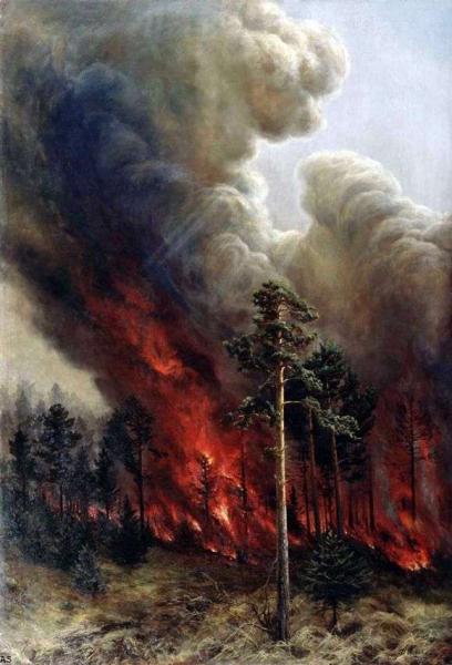 Описание картины Алексея Денисова-Уральского «Лесной пожар»