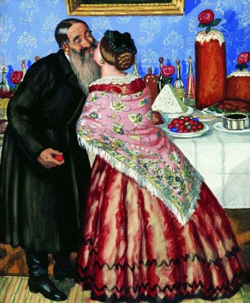 Описание картины Бориса Кустодиева «Пасхальный обряд» (1916)