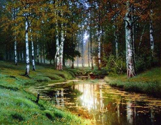 Описание картины Ефима Волкова «Золотая осень. Тихая река»