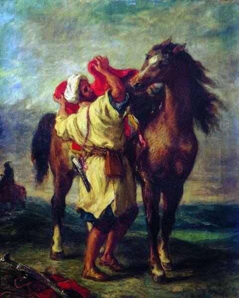 Описание картины Эжена Делакруа «Марокканский шорник на лошади»