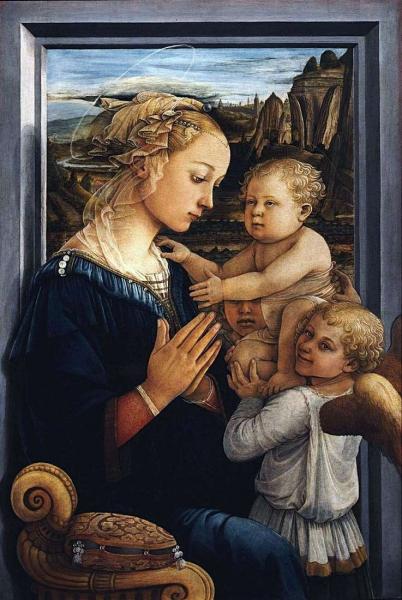 Описание картины Филиппо Липпи «Мадонна с младенцем и двумя ангелами (Мадонна под покрывалом)»