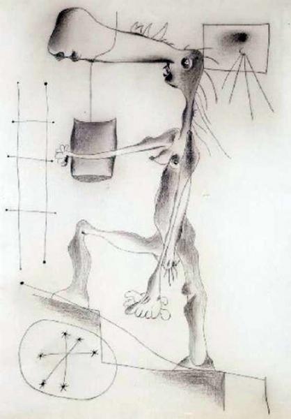 Описание картины Хуана Миро «Обнаженная, поднимающаяся по лестнице»