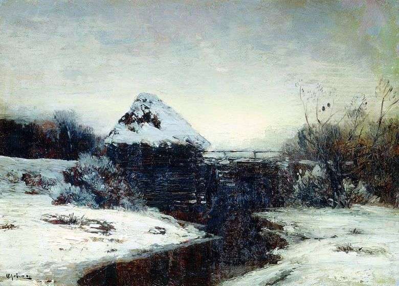 Описание картины Исаака Левитана «Зимний пейзаж с мельницей»