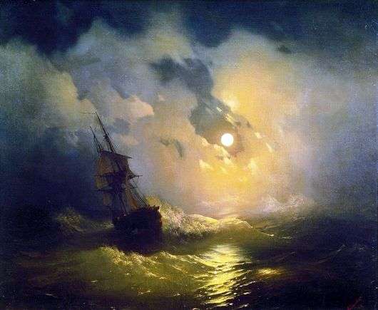 Описание картины Ивана Айвазовского «Буря на море ночью»