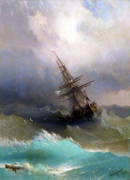 Описание картины Ивана Айвазовского «Корабль посреди бушующего моря»