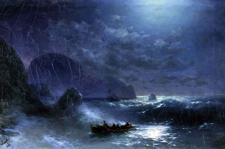 Описание картины Ивана Айвазовского «Лунная ночь на море»