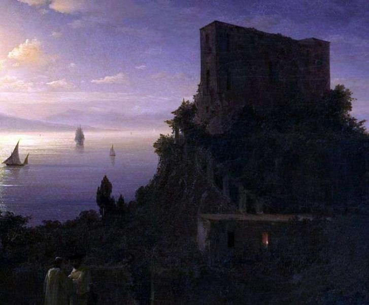 Описание картины Ивана Айвазовского «Неаполитанский залив в лунную ночь»