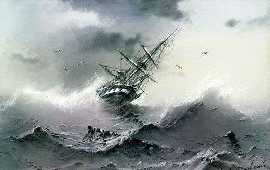 Описание картины Ивана Айвазовского «Тонущий корабль» (Кораблекрушение)