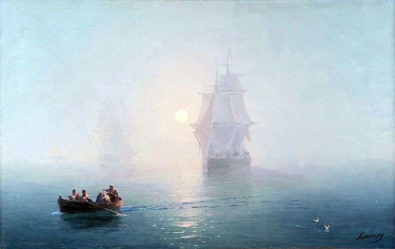 Описание картины Ивана Айвазовского «Военный корабль»