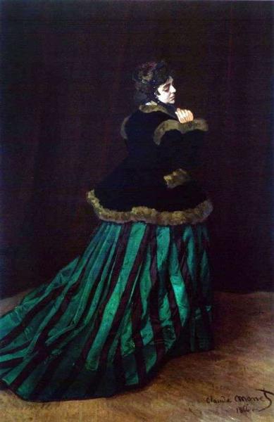 Описание картины Клода Моне «Дама в зеленом платье» (Камилла)