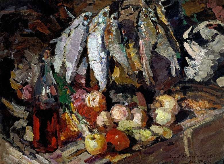Описание картины Константина Коровина «Рыба, вино и фрукты» (1916)