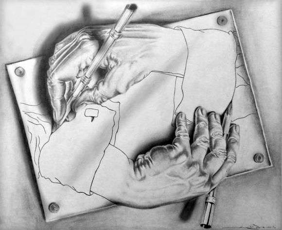Описание картины Морица Эшера «Рисующие руки»