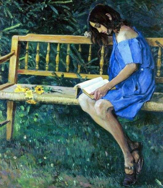 Описание картины Михаила Нестерова «Наташа на садовой скамейке»