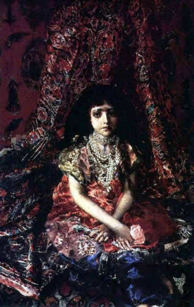 Описание картины Михаила Врубеля «Девушка на фоне персидского ковра»