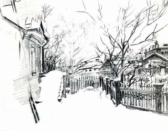 Описание картины Михаила Врубеля «Двор зимой»