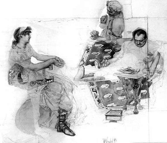 Описание картины Михаила Врубеля «Пирующие римляне»