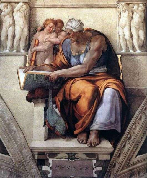 Описание картины Микеланджело Буонарроти «Сивилла Кумская»