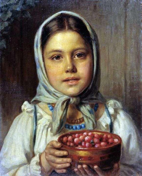 Описание картины Николая Рачкова «Девочка с ягодами»